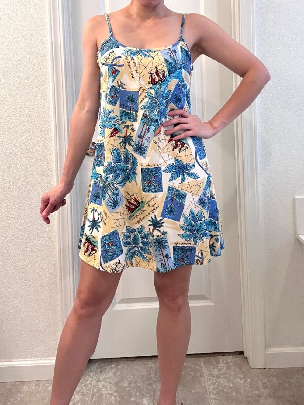 VIntage Boho Spaghetti Summer Tropical Beach Dress size M